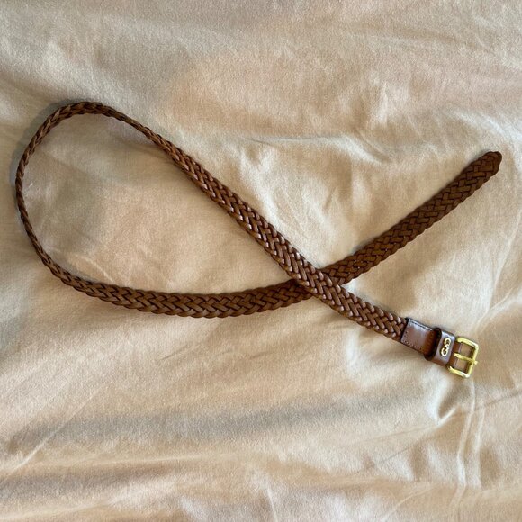 Cole Haan Genuine Leather Brown Braided Belt Size S - Picture 1 of 3